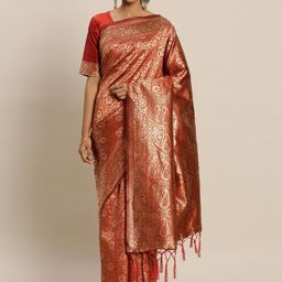 KALINI Floral Woven Design Zari Banarasi Saree-image-72