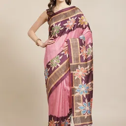 Mitera Floral Art Silk Saree-image-67