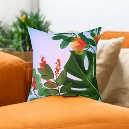 LUSHLYF White & Orange Floral Velvet Square Cushion Covers-image-33