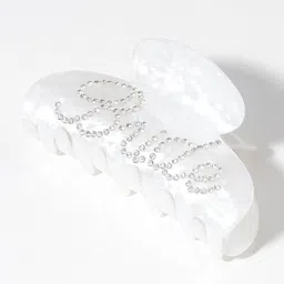 Hair Drama Co. Women Bride Rhinestone Holographic Korean White Acrylic Hair Claw Clips-image-6
