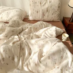 JC HOME Orange & Green Floral Polycotton 3 Piece Single Regular Bedding Set-image-94