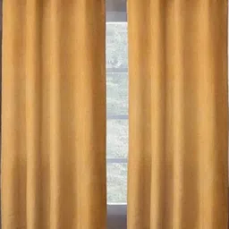 151 cm (5 ft) Polyester Semi Transparent Window Curtain (Pack Of 2) (Plain, Golden)-image-91