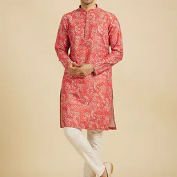 Manyavar Men Geometric Printed Sequinned Kurta-picture-28