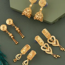 DIVASTRI Set Of 4 Gold-Plated Brass Earrings-picture-31
