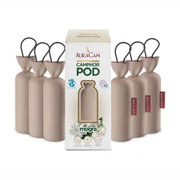 AuraCam 6Pcs Off White Gold Standard Camphor Pod Cone Mogra Air Fresheners-56
