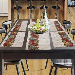 PRAKARTIK  5-Pcs Yellow & Red Cotton Floral Printed Table Linen Set-2