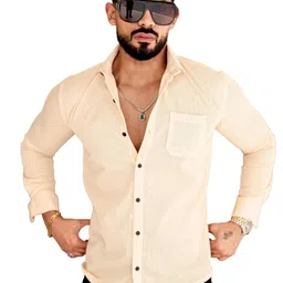 VORTEX Men Original Fit Textured Spread Collar Casual Shirt-picture-19