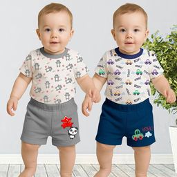 KidBee Unisex Kids Printed T-shirt with Shorts-image-49