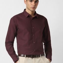 V Dot Slim Fit Textured Pure Cotton Formal Shirt-image-51