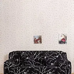 HOUSE OF QUIRK Black & White Printed 4-Seater Stretchable Sofa Slipcover-13