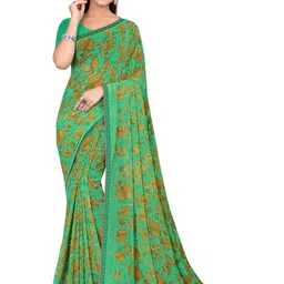 RANGRASIYA Floral Embroidered Pure Georgette Saree-picture-22