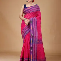 SLAGHA Checked Zari Pure Cotton Taant Saree-picture-15