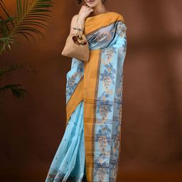 DESH BIDESH Paisley Woven Design Pure Cotton Taant Saree-picture-5