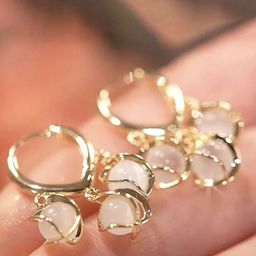 Celestria Gold Plated Artificial Beaded Contemporary Hoop Earrings-28