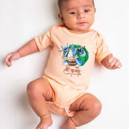KNITROOT Infants Jai Shree Krishna Printed Cotton Bodysuit-image-5