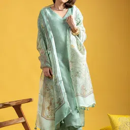 CaniBani Women Ethnic Motifs Embroidered Regular Kurta with Trousers & With Dupatta-picture-36