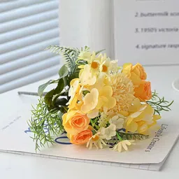 Ekhasa Yellow & Green Rose, Chrysanthemum, Daisy Artificial Flowers-image-26