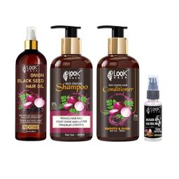 LOOK HAIR Set Of 4 Onion Oil 200 ml, Shampoo & Conditioner 300 ml Each & Hair Serum 50 ml-33