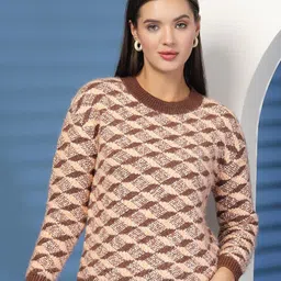 Thirty Threads Women Checked Woollen Pullover-picture-32