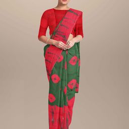 NIKHILAM Tie & Dye Printed Mulmul Cotton Bagru Saree-image-75