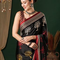 Anouk Floral Bagru Saree-image-7