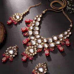 ASMITTA JEWELLERY Gold-Plated Kundan-Studded & Beaded Meenakari Jewellery Set-50