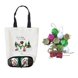 Indigifts 13-Pcs White & Green Convertible Travel Tote Pouch With Tree Ornaments-10
