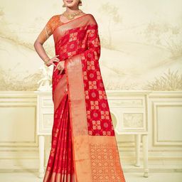 Anouk Ethnic Motifs Woven Design Zari Organza Saree-picture-49