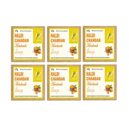 YNB YOURS NATURAL BUDDY Unisex Brown Organic Haldi Chandan Handmade Soap Pack of 6-18