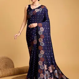 SANJANA SILK Floral Woven Design Zari Kanjeevaram Saree-image-65