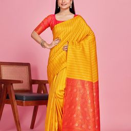 MIMOSA Striped Zari Art Silk Kanjeevaram Saree-image-9