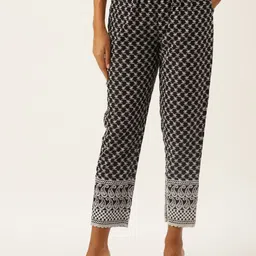 all about you Women Checked Relaxed Straight Leg Easy Wash Cotton Trousers-18