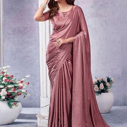 Mitera Embellished Beads and Stones Satin Saree-image-1