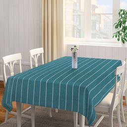 SHADES of LIFE Green Striped 4-Seater Cotton Table Cover-31
