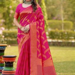 Moda Rapido Pink Silk Cotton Woven Design Sarees-picture-5