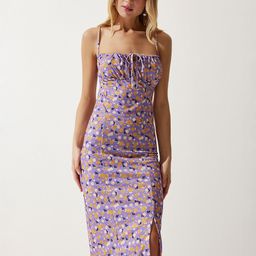 Happiness istanbul Shoulder Straps Floral Printed Sheath Dress-image-45