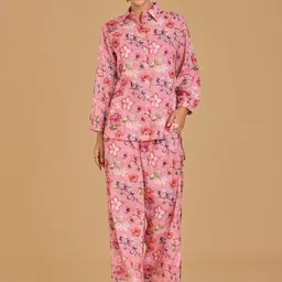 Urban Sundari Floral Printed Pure Cotton Shirt With Trousers-picture-9