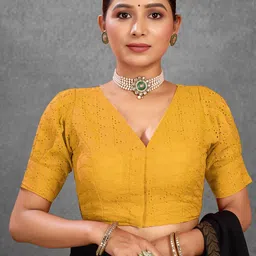 KALINI Embroidered Cotton Saree Blouse-image-78