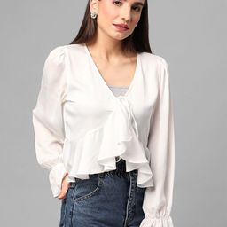 JUNE & HARRY Bell Sleeve Satin Top-picture-35