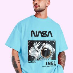 THE BEETEL HOUSE Men NASA Graphic Printed Round Neck Cotton Oversized T-shirt-image-49