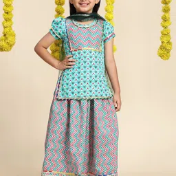 Cutiekins Girls Printed Ready to Wear Lehenga & Blouse With Dupatta-picture-43