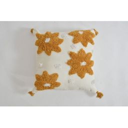 Textile and Beyond Off White Floral Woven Design Square Shaped Cotton Cushion Cover-image-83