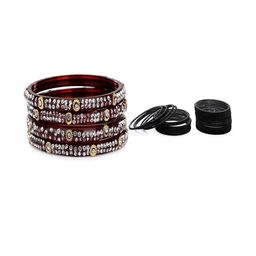 SOMIL Set of 28 Maroon Alloy Bangles-image-46