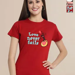 Mast & Harbour Women Typography 3 Printed Applique T-shirt-picture-1