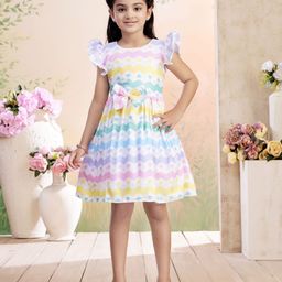 Aarika Print Flutter Sleeve Fit & Flare Dress-picture-20