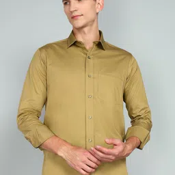 Ethazh Men Spread Collar Solid Cotton Casual Shirt-image-31