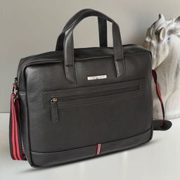 Police Leather Zip Closure Laptop Bag-49