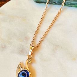DressBerry Rose Gold-Plated Cubic Zirconia Studded Contemporary Shaped Pendant With Chain-image-35