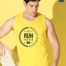 WOOSTRO Pack Of 2 Printed Combed Cotton Gym Vests VWS26(RUN YELLOW)(PLAIN PEACOCK)-picture-36