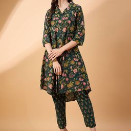 all about you Printed Pure Cotton Shirt Collar Top With Trousers Co-Ords Set-image-44